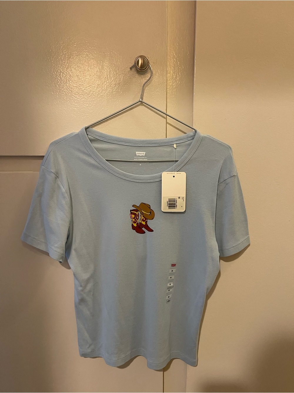 Levi’s Light Blue Graphic Tee with Cowboy Boot Patch